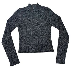 FOREVER 21 Black Silver Stretchy Knit Long Sleeve Top Size Medium